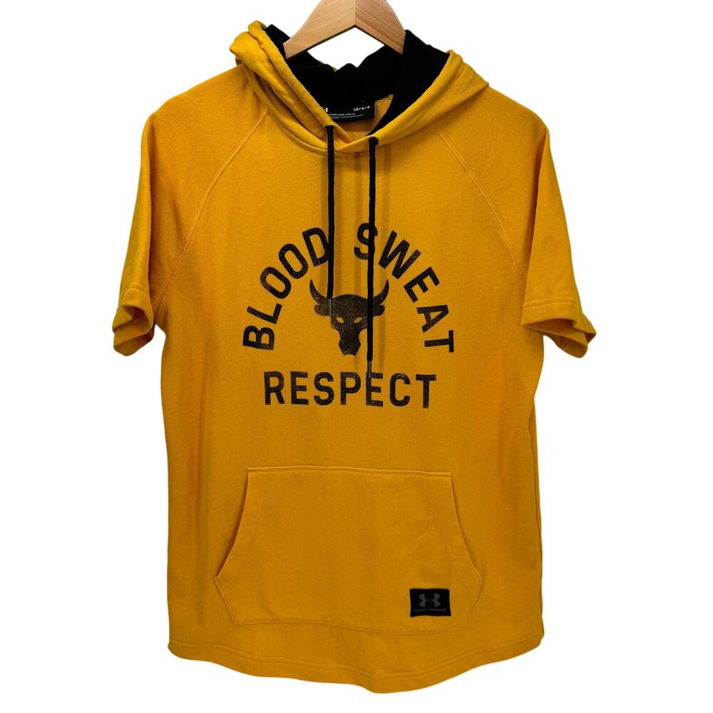 Project Rock Hoodie‎ Mens Large Gold Short Sleeve Training Pullover Under armour